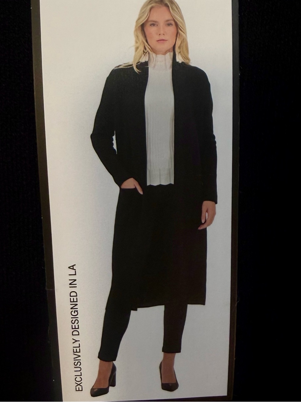 Max Studio- Black- Long Open-Front Cardigan